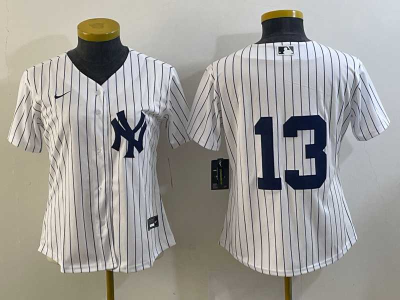 Women%27s New York Yankees #13 Joey Gallo White No Name Stitched MLB Nike Cool Base Jersey